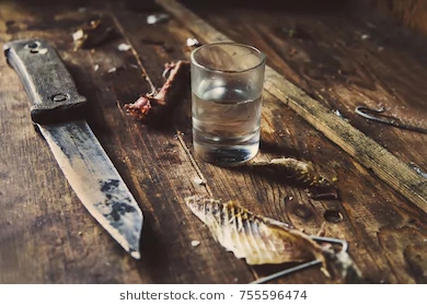 leftovers-shot-vodka-knife-on-260nw-755596474